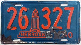 Nebraska license plate form 1940