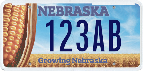 Sample Nebraska Corn Growers Association license plate