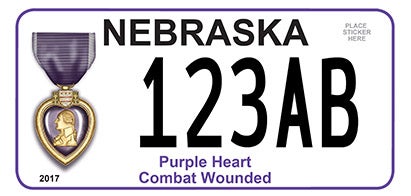 Nebraska Purple Heart License Plate